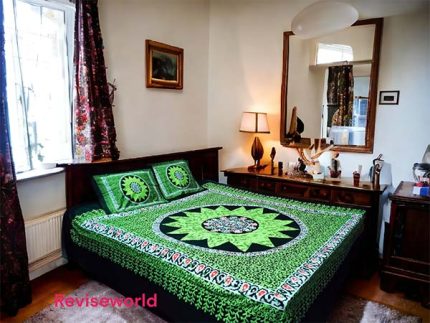 Beautiful Black Green Alpona Bed Sheet price in Bangladesh