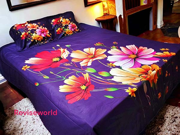 Deep purple flower bed sheet price in Bangladesh