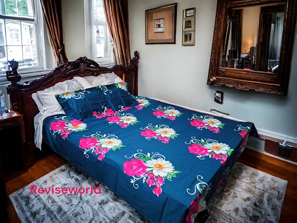 Flower bed sheet in Royal Blue price Bangladesh