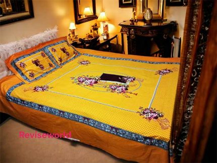 Flower in Yellow texture bed sheet price in Bangladesh