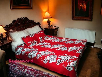 Red white flower bed sheet price in Bangladesh