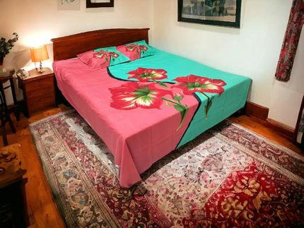Sea green & Rose pink Flower Bed sheet price in BD, bangladesh