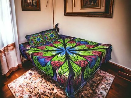 Green Flower pattern multicolor bed sheet price in bangladesh