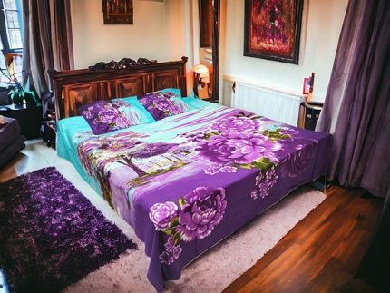 Beautiful Blue Violet Flower Bedsheet price in Bangladesh