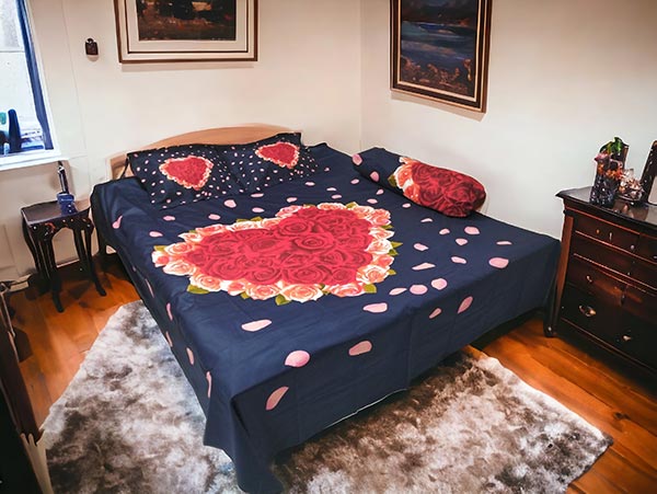 Dark Blue Valentine Bed sheet price in bangladesh
