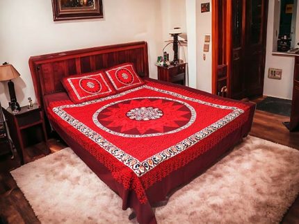 Red Maroon Alpona bed sheet price in Bangladesh
