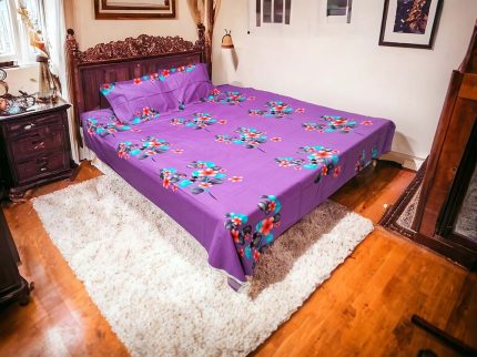 Blue Violet flower bed sheet price in Bangladesh