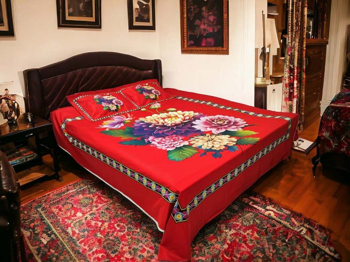 Luxury red one flower bed sheet price in Bangladesh